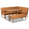 Baxton Studio Arvid Mid-Century Modern Tan Faux Leather and Walnut Brown Finished Wood 4-Piece Dining Nook Set 175-10837-10839-9305-Zoro - alternate 1